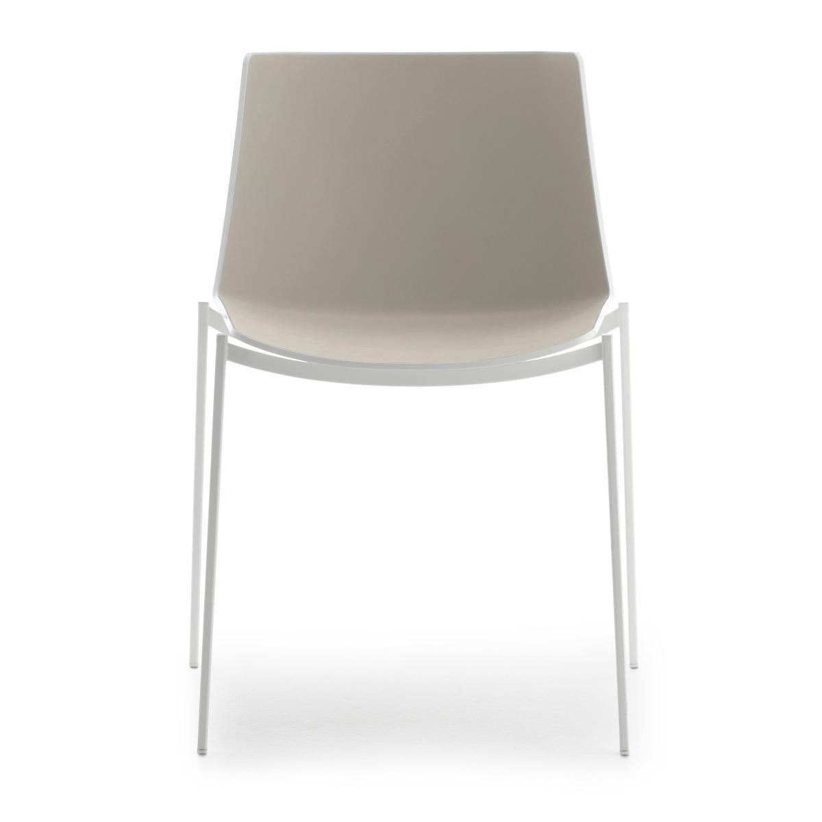 Aiku Stacking chair - / Metal square legs by MDF Italia White/Grey – image 4