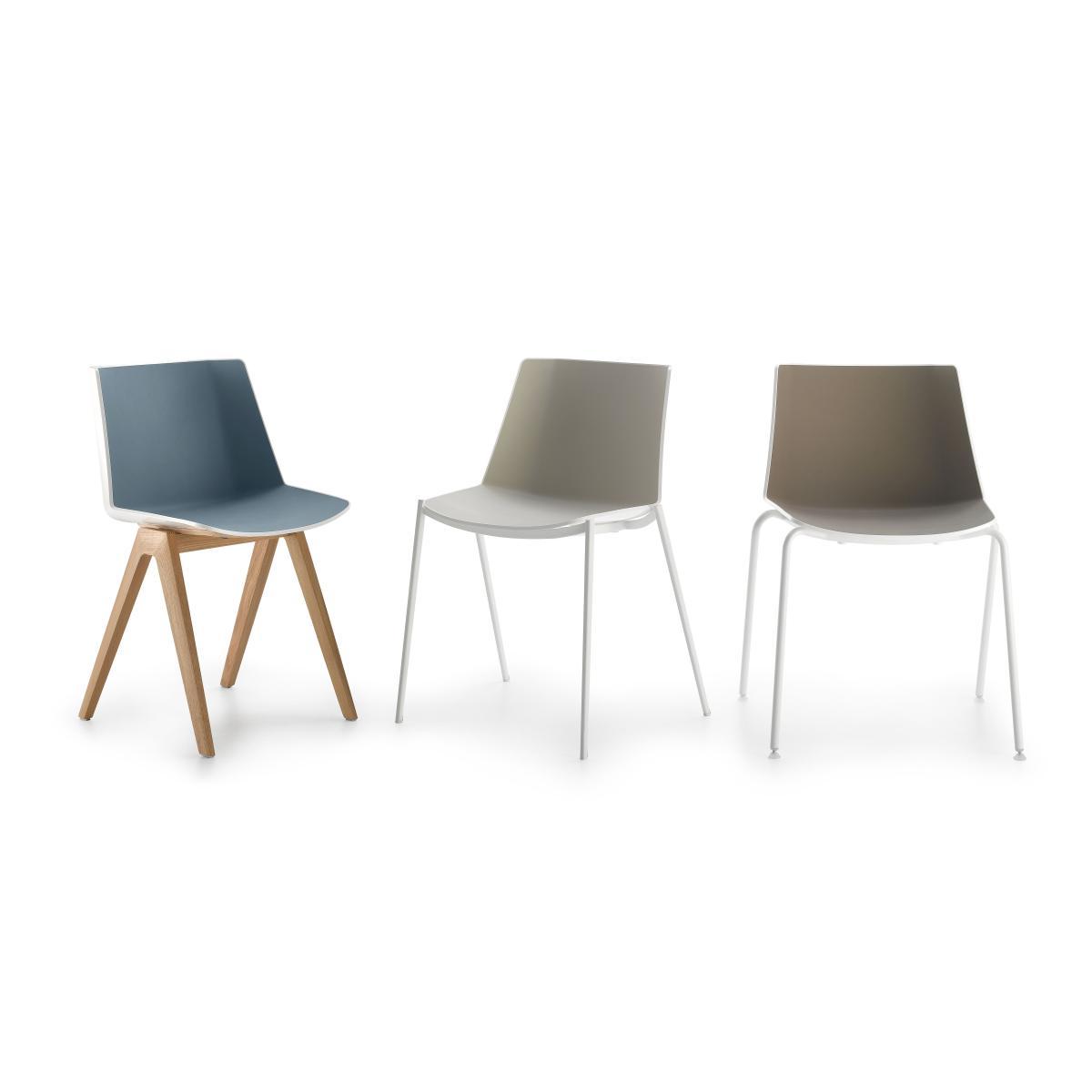 Aiku Stacking chair - / Metal round legs by MDF Italia White/Grey – image 3