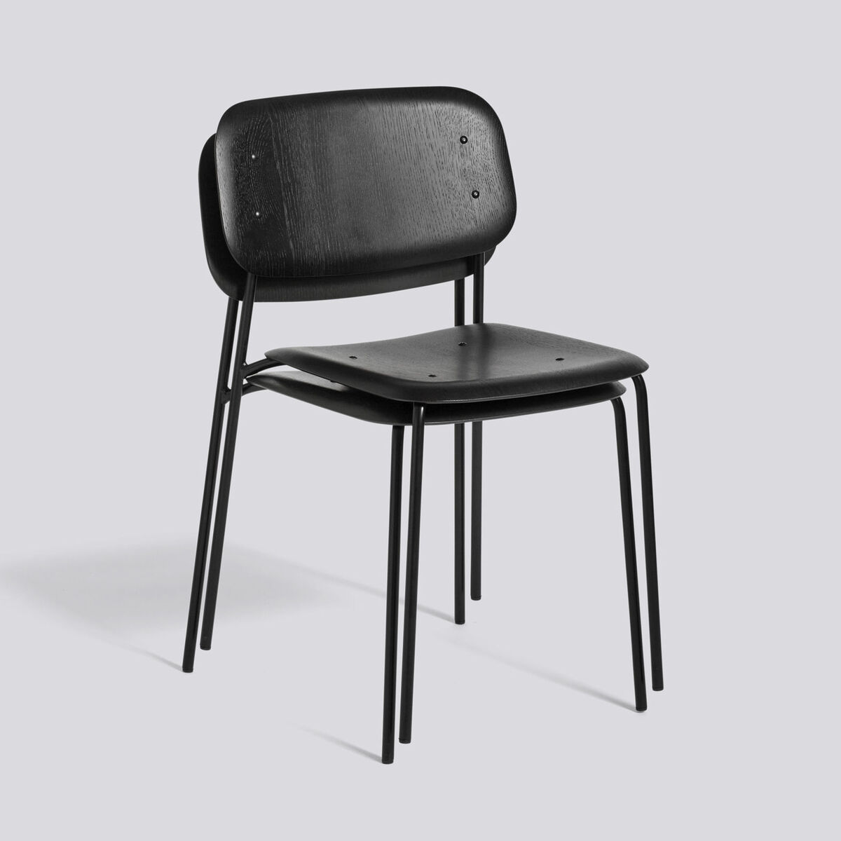 Soft Edge 10 Stacking chair - Metal & wood by Hay Black – image 2