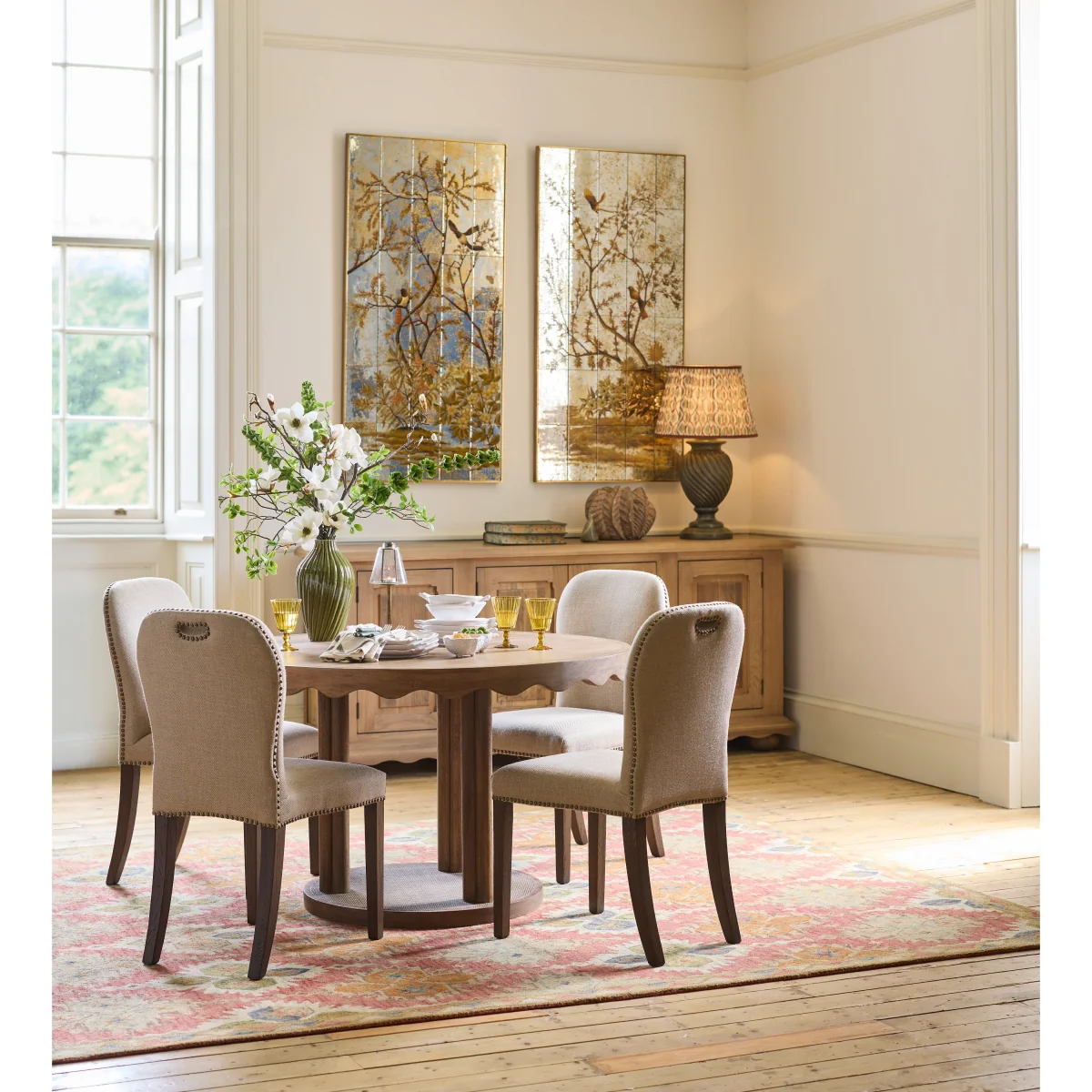 OKA, Stafford Linen Dining Chair - Wild Oats Wide Herringbone - Set of Four, BAO Bundle – image 2