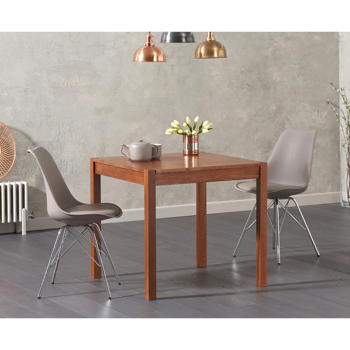 Oxford 80cm Solid Dark Oak Dining Table with Celine Chrome Leg Chairs – image 1