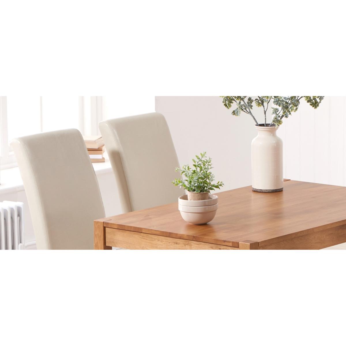 Oxford 150cm Solid Oak Dining Set with Albany Cream Chairs - Grey, 6 Chairs – image 18