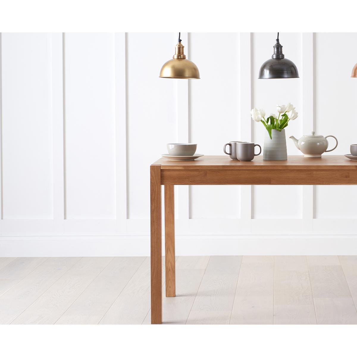 Oxford 150cm Solid Oak Dining Set with Albany Cream Chairs - Grey, 6 Chairs – image 6