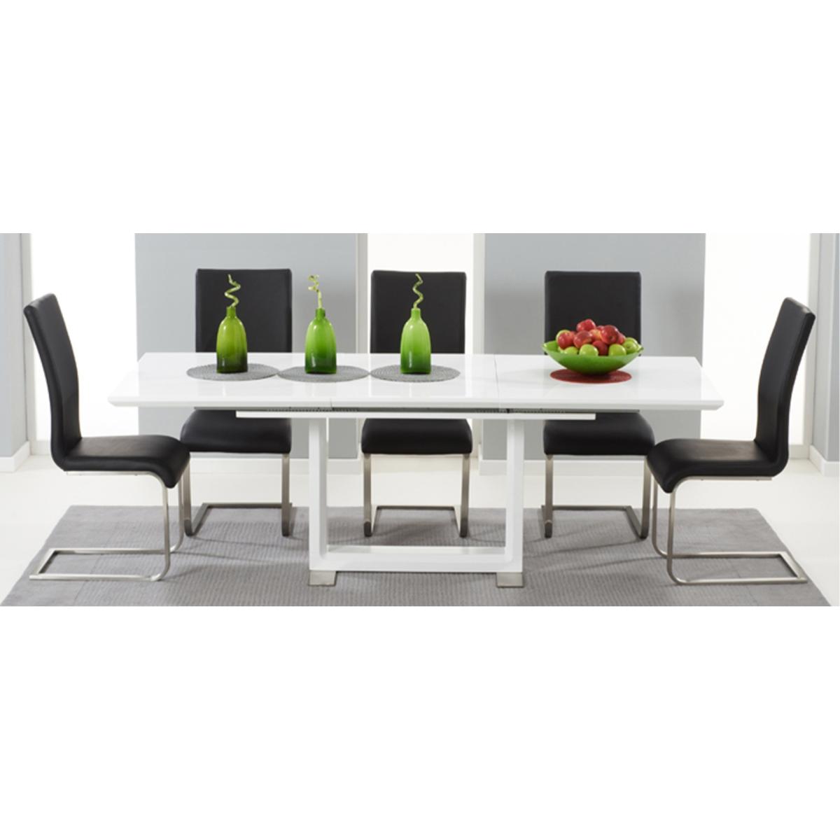 Bianco 160cm White High Gloss Extending Dining Table with 4 Malaga Chairs – image 12