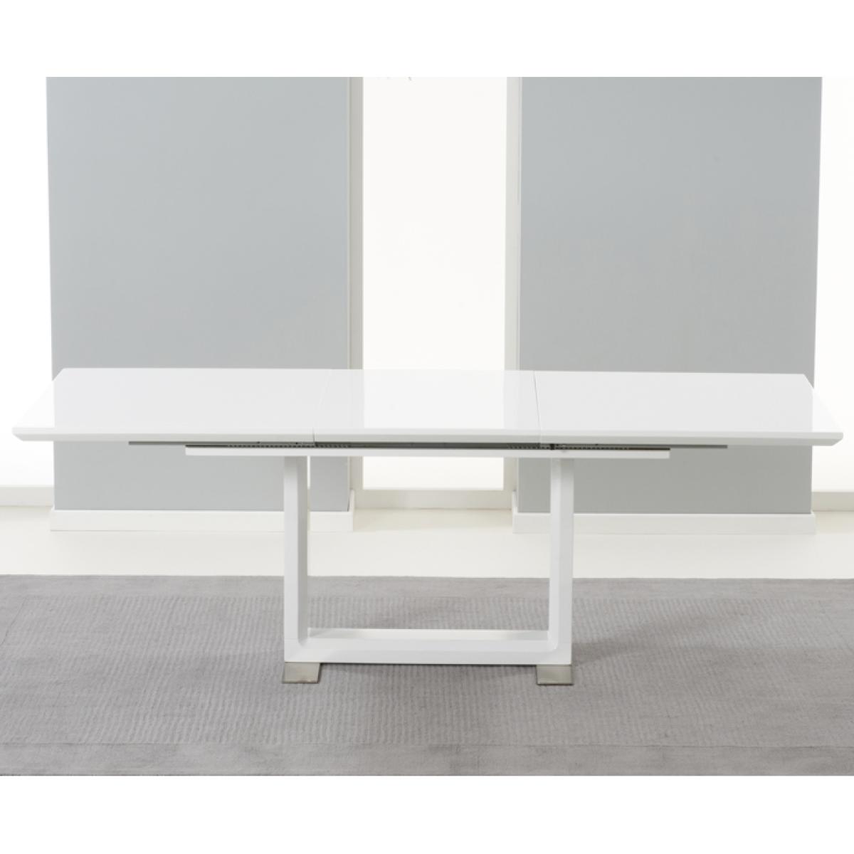 Bianco 160cm White High Gloss Extending Dining Table with 4 Malaga Chairs – image 4