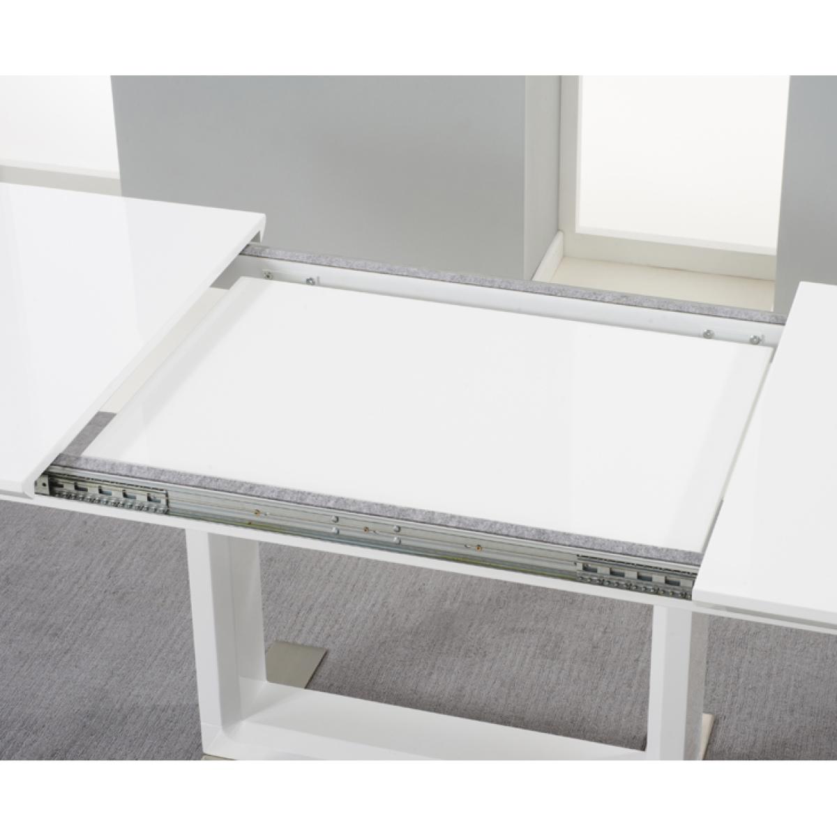 Bianco 160cm White High Gloss Extending Dining Table with 4 Malaga Chairs – image 5