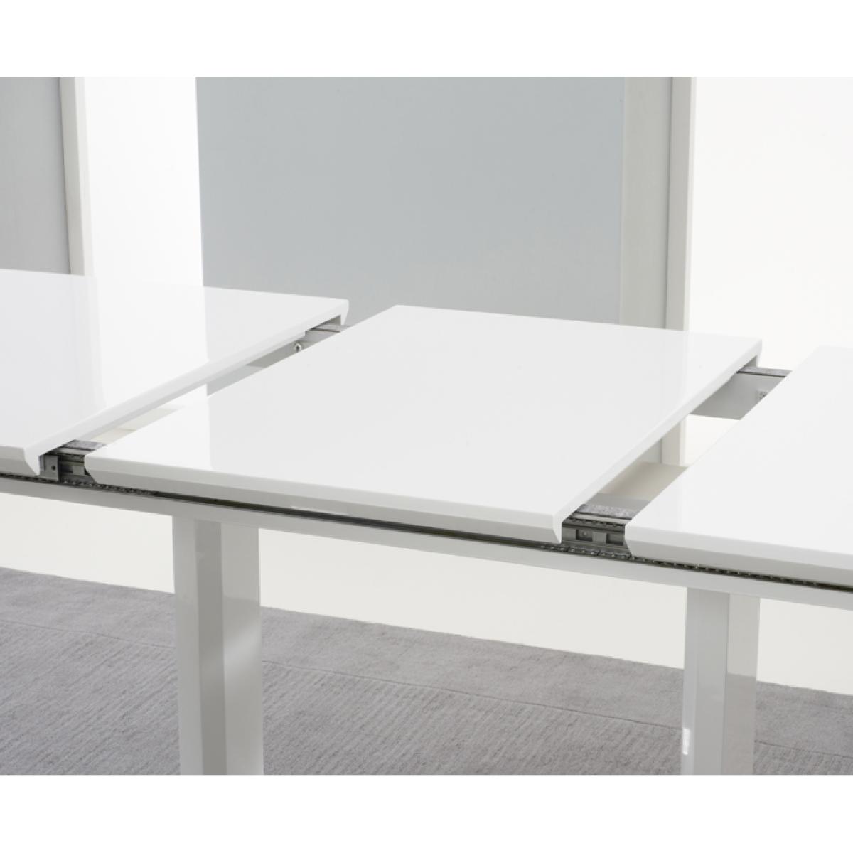 Bianco 160cm White High Gloss Extending Dining Table with 4 Malaga Chairs – image 6