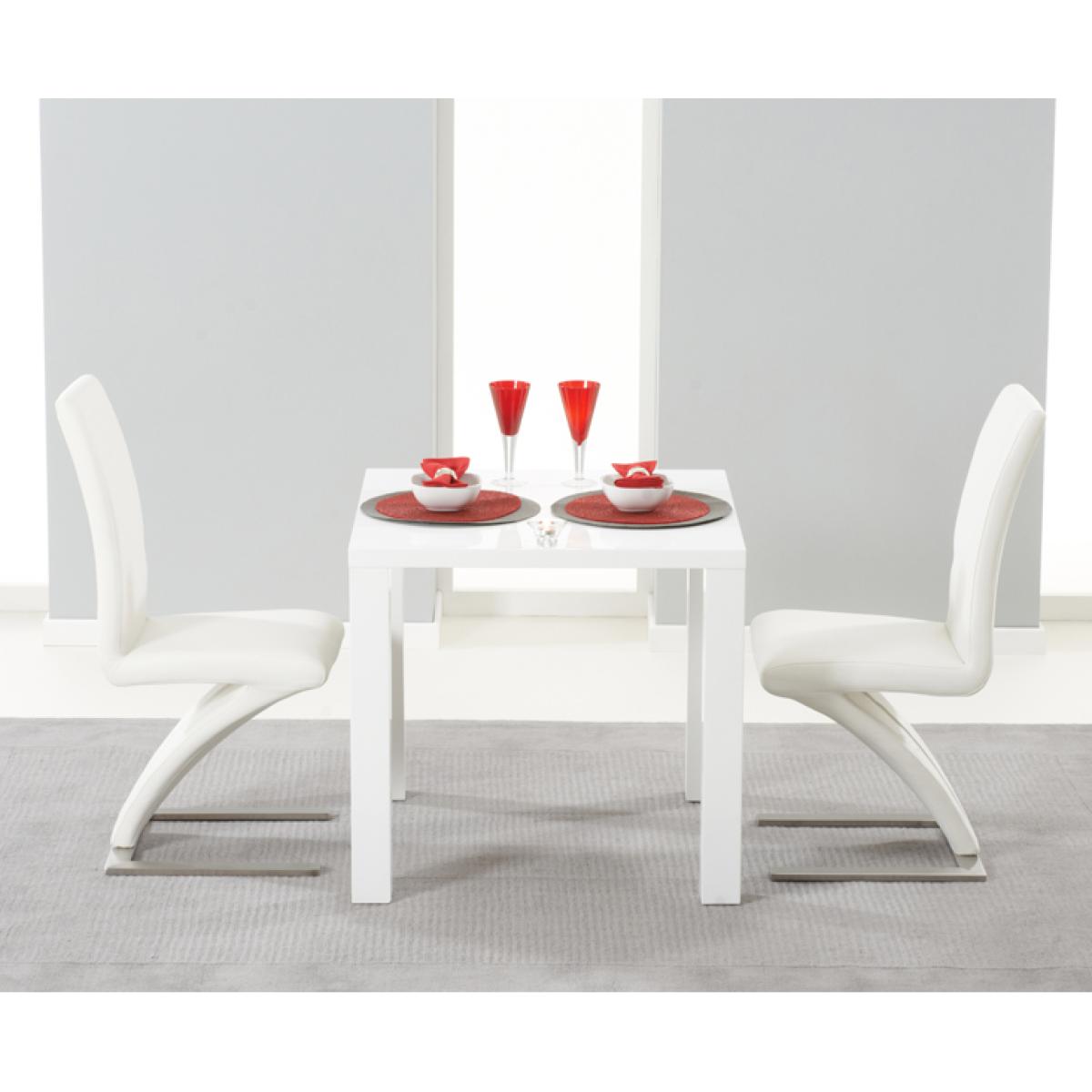Atlanta 80cm White High Gloss Dining Table with Hampstead Z Chairs – image 2