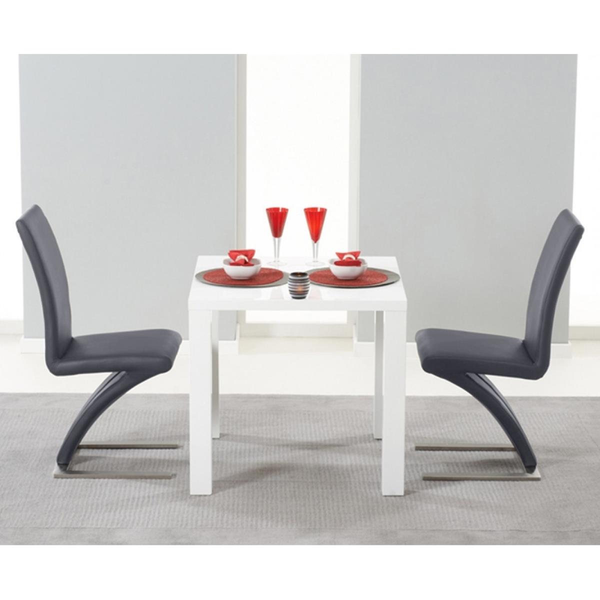 Atlanta 80cm White High Gloss Dining Table with Hampstead Z Chairs – image 1