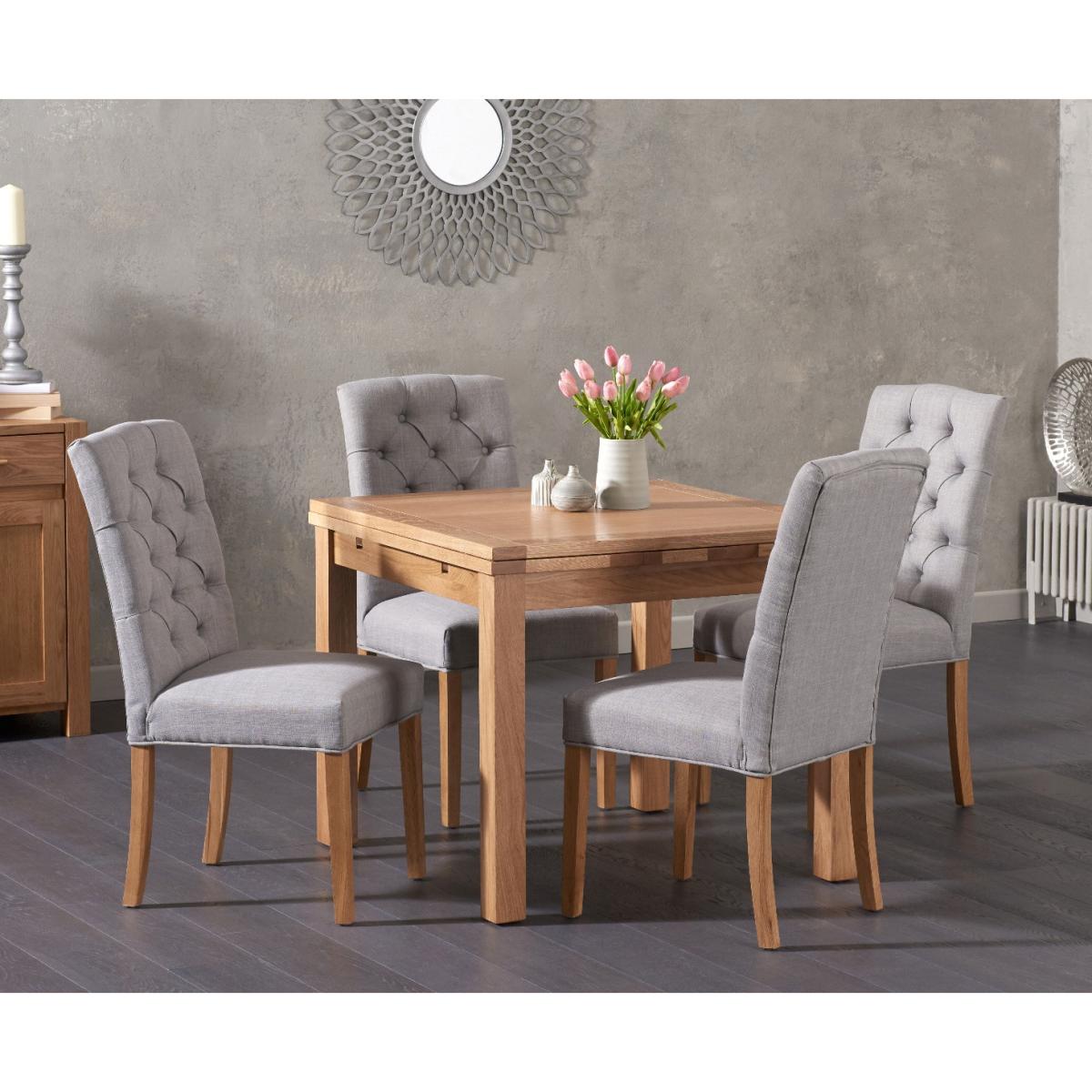 Cheadle 90cm Oak Extending Dining Table with Claudia Chairs - Grey, 4 Chairs