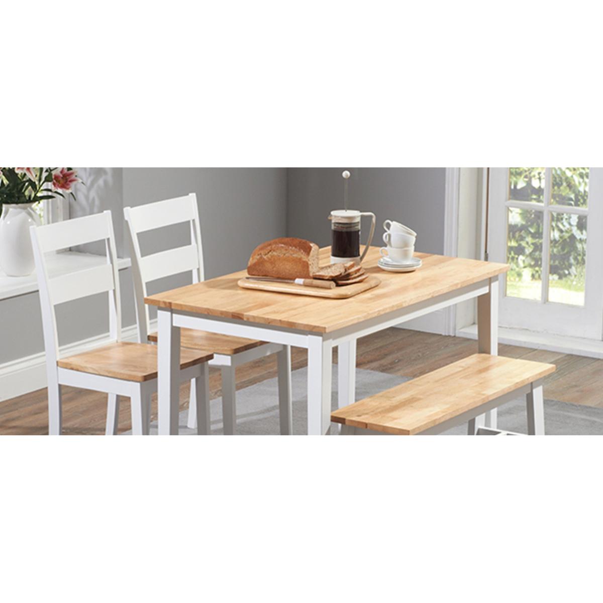 Chiltern 114cm Oak and White Dining Set with Bench and Chairs - Oak and White, 2 Chairs – image 8