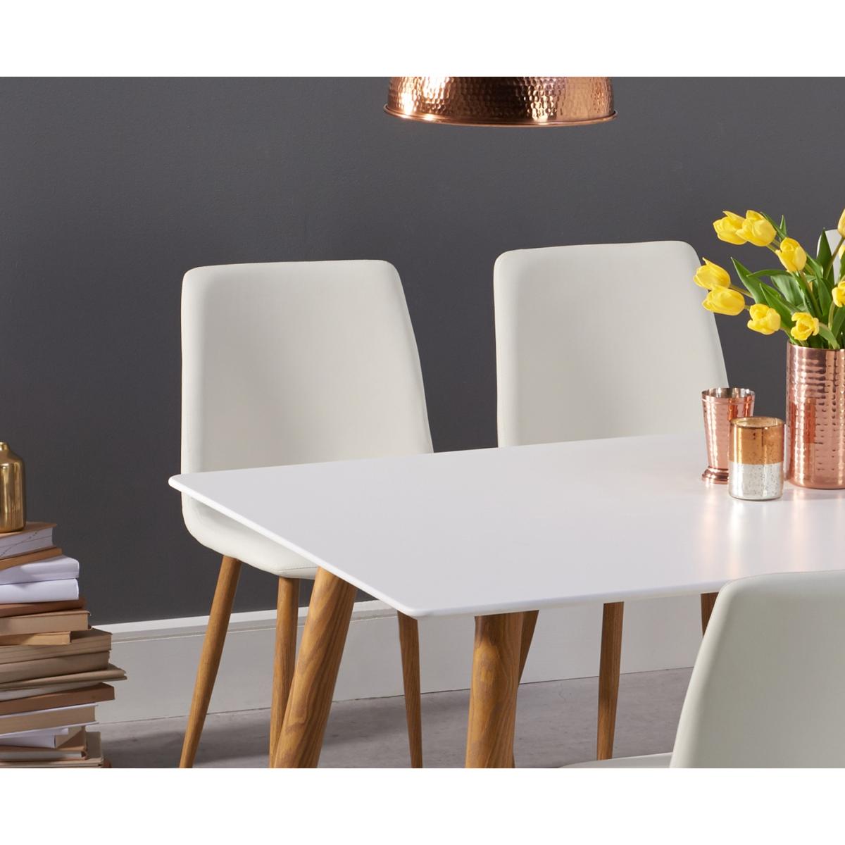 Malmo 180cm Matt White Table with Helsinki Faux Leather Wooden Leg Dining Chairs – image 3
