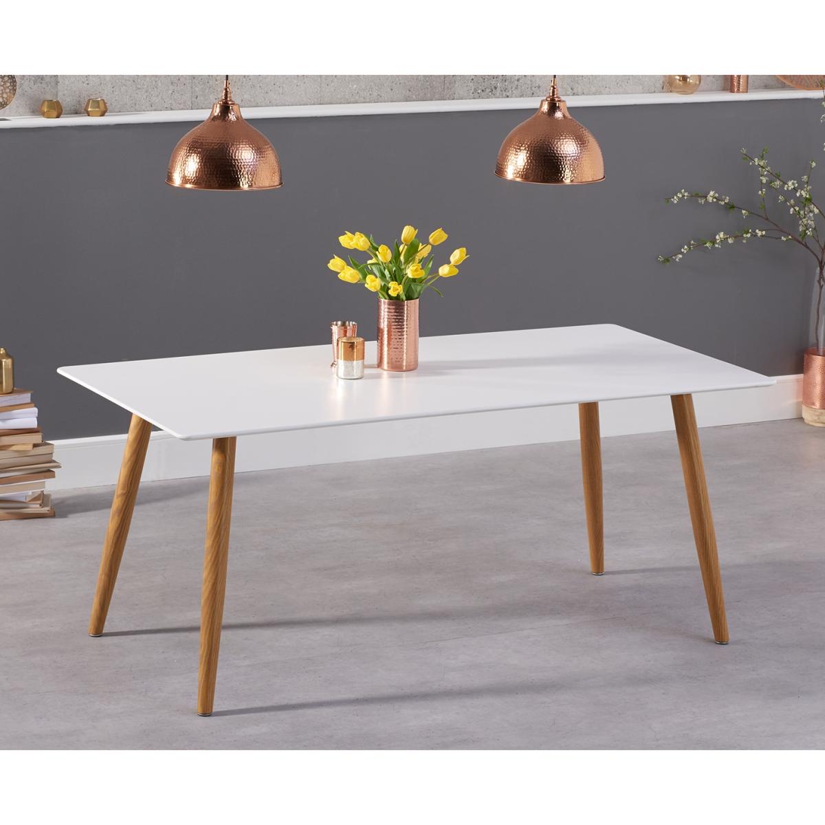 Malmo 180cm Matt White Table with Helsinki Faux Leather Wooden Leg Dining Chairs – image 4