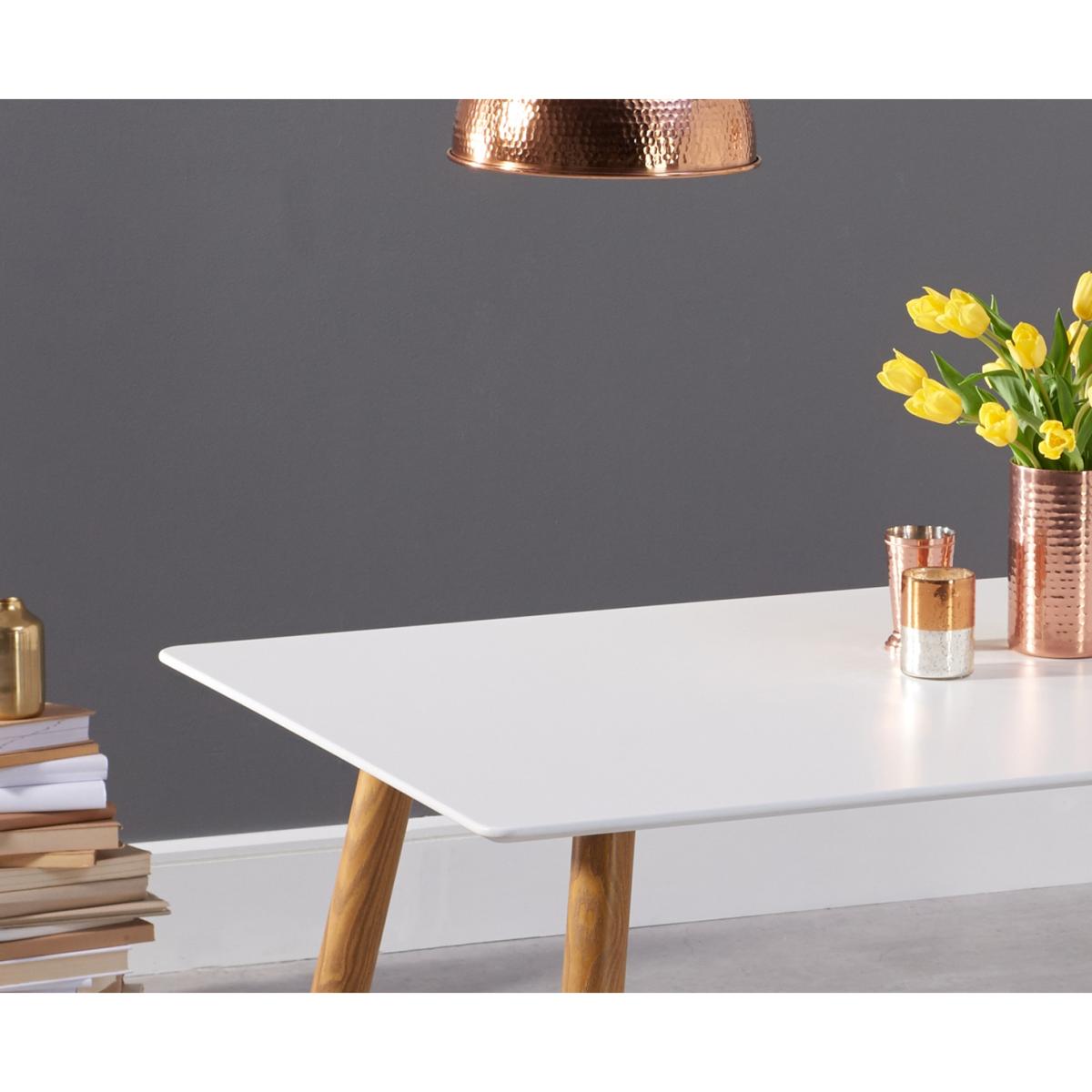 Malmo 180cm Matt White Table with Helsinki Faux Leather Wooden Leg Dining Chairs – image 5