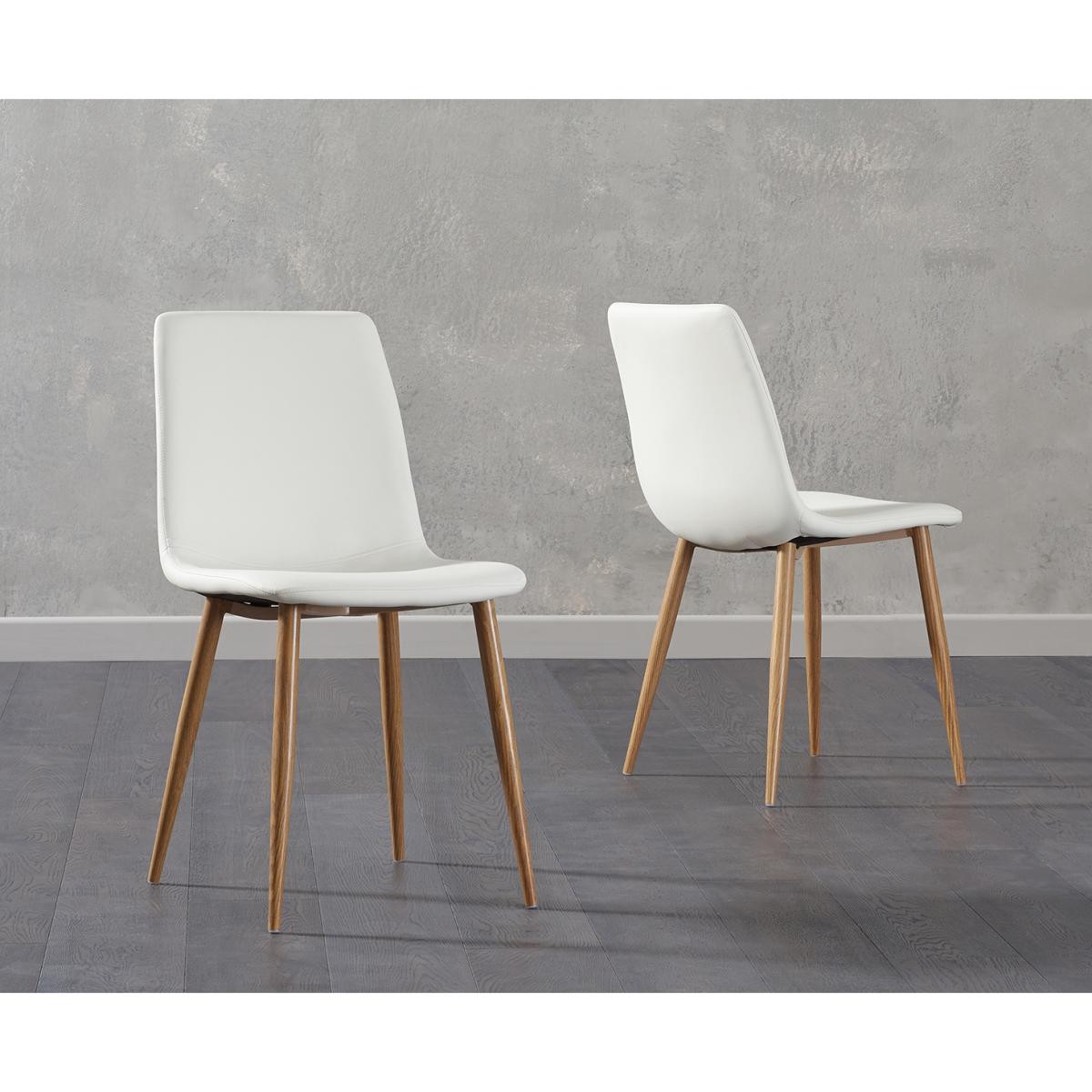 Malmo 180cm Matt White Table with Helsinki Faux Leather Wooden Leg Dining Chairs – image 6