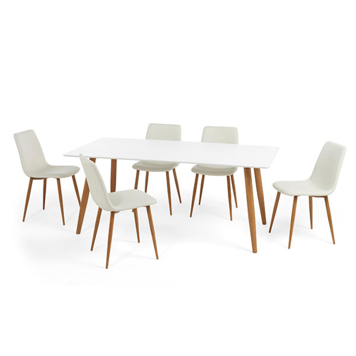 Malmo 180cm Matt White Table with Helsinki Faux Leather Wooden Leg Dining Chairs – image 8