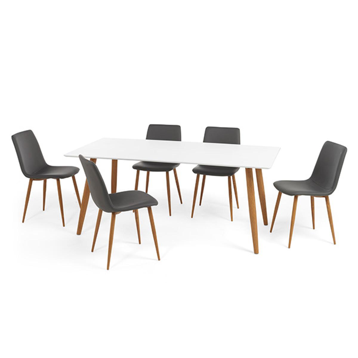 Malmo 180cm Matt White Table with Helsinki Faux Leather Wooden Leg Dining Chairs – image 9