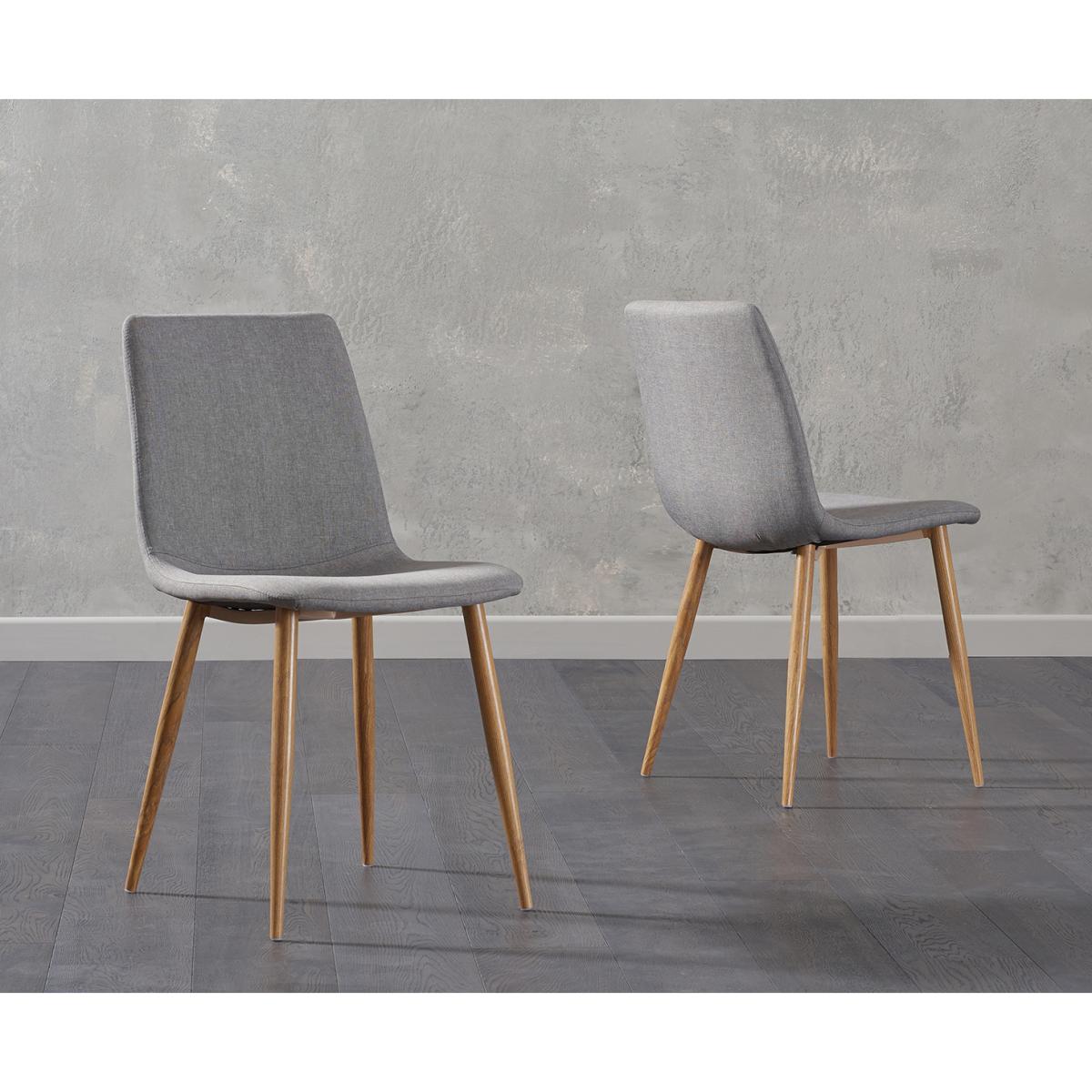 Helsinki Grey Wooden Leg Fabric Dining Chairs - Grey – image 1