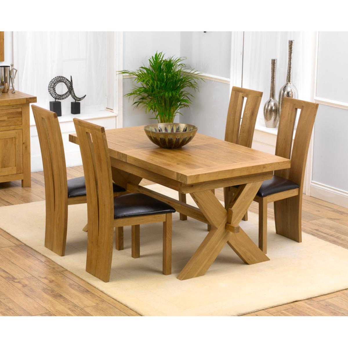 Bordeaux 160cm Solid Oak Extending Dining Table with Montreal Chairs - Brown, 4 Chairs – image 2