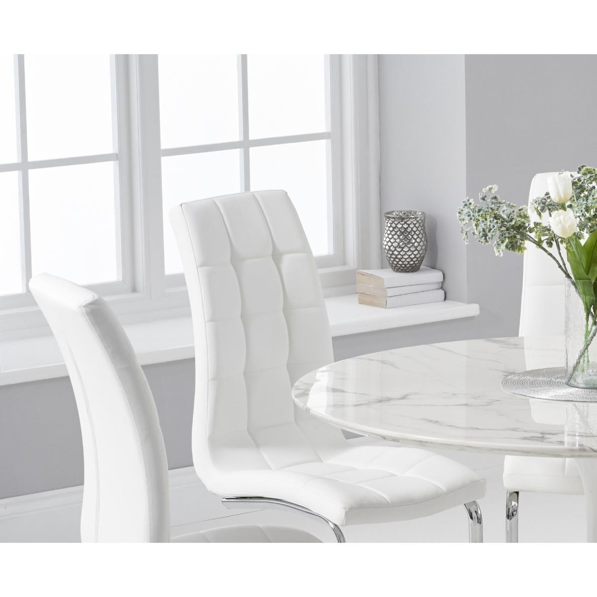 Brighton 120cm Round White Marble Dining Table With Lorin Dining Chairs - White, 2 Chairs – image 2