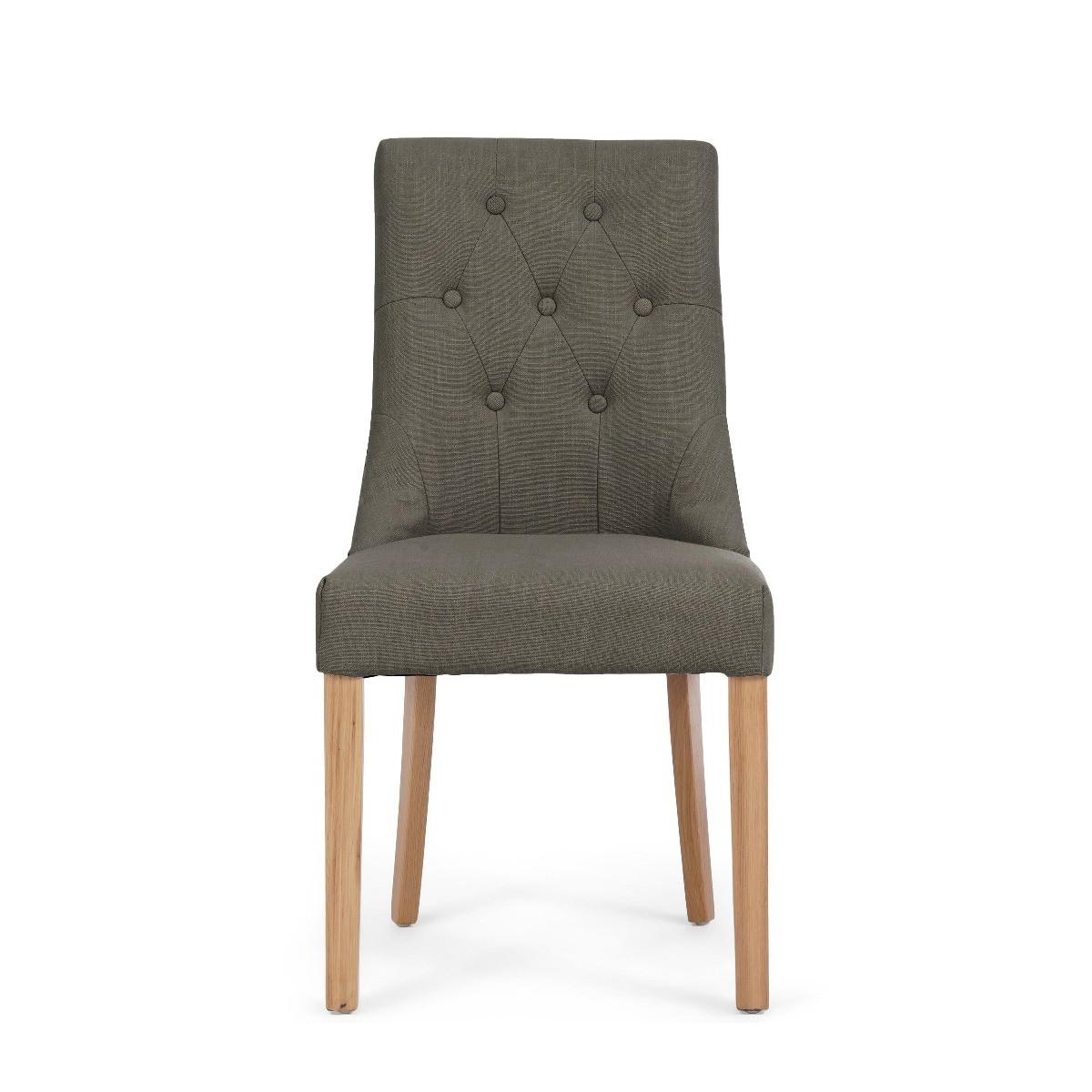 Pacific Grey Fabric Oak Leg Dining Chairs - Grey – image 2