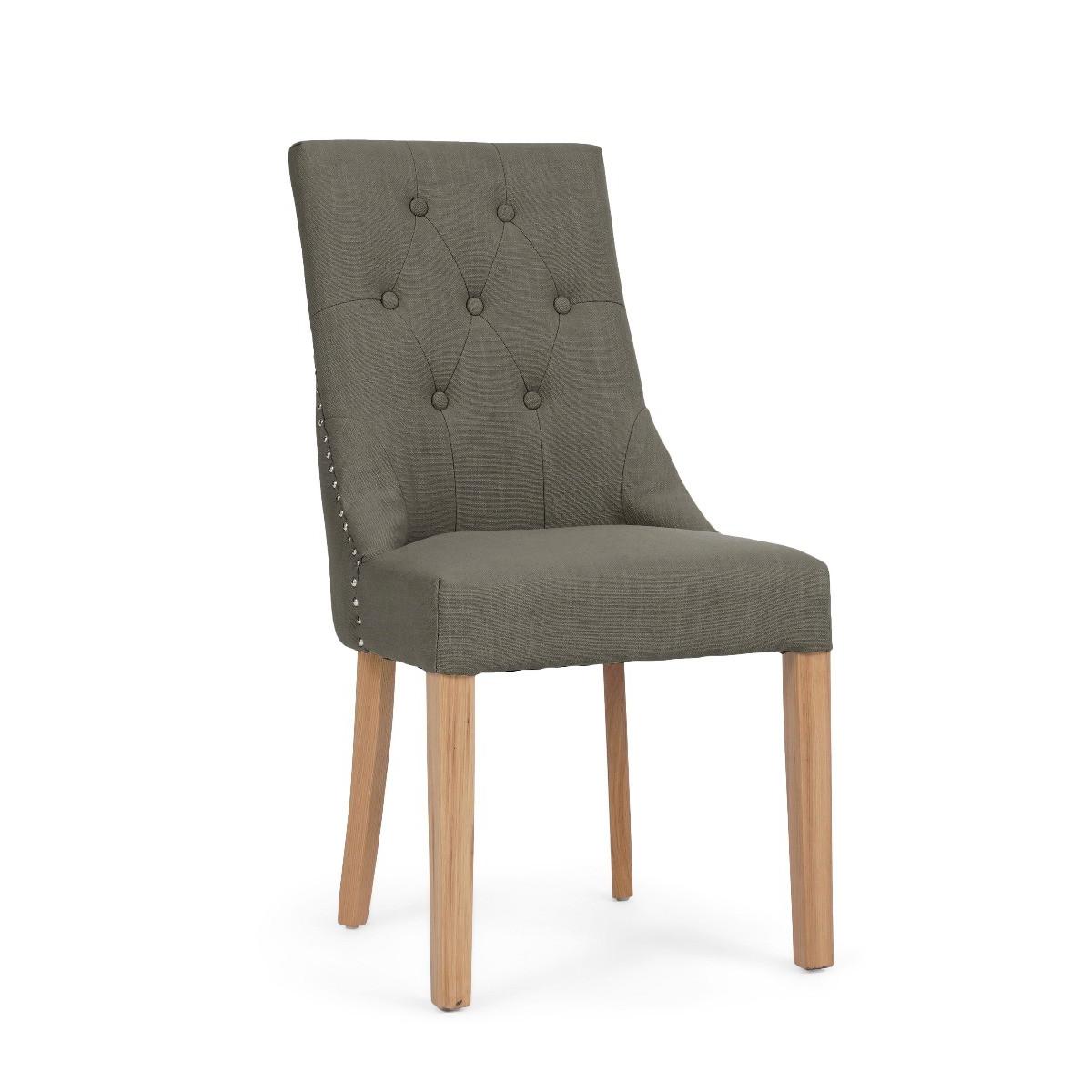 Pacific Grey Fabric Oak Leg Dining Chairs - Grey – image 3