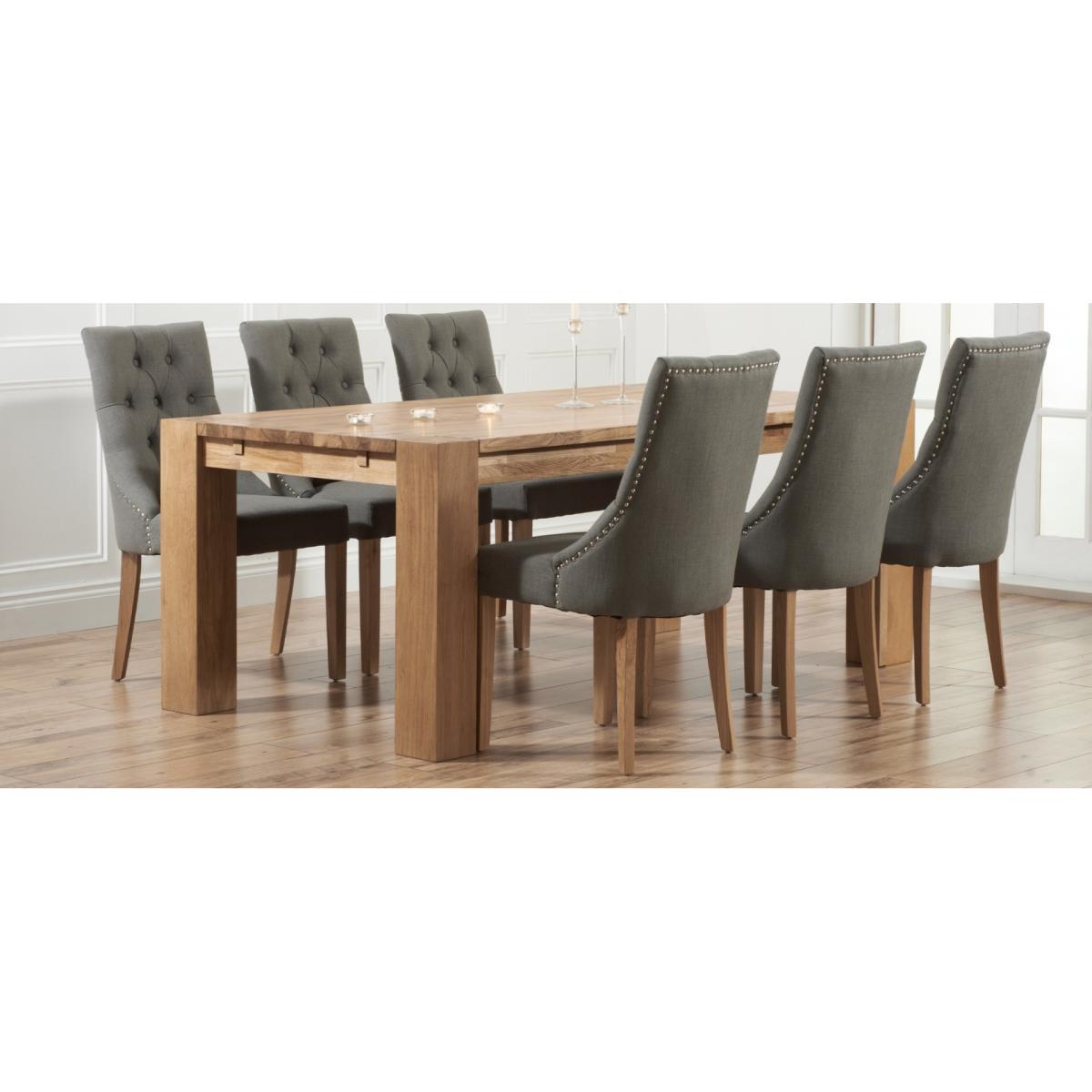 Pacific Grey Fabric Oak Leg Dining Chairs - Grey – image 4