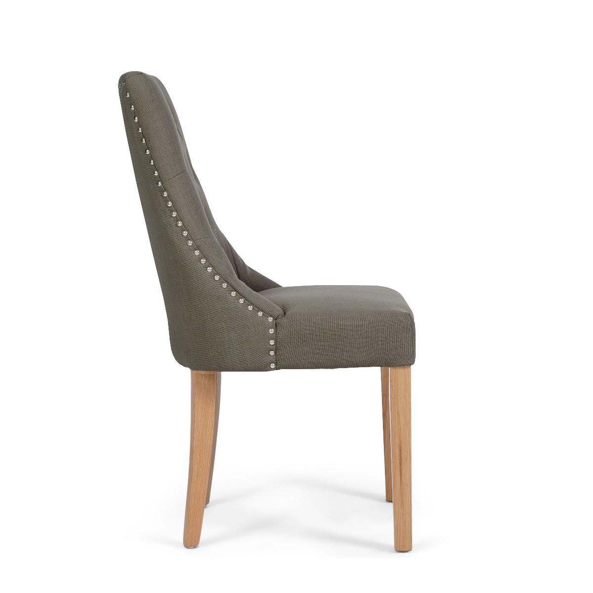 Pacific Grey Fabric Oak Leg Dining Chairs - Grey – image 5