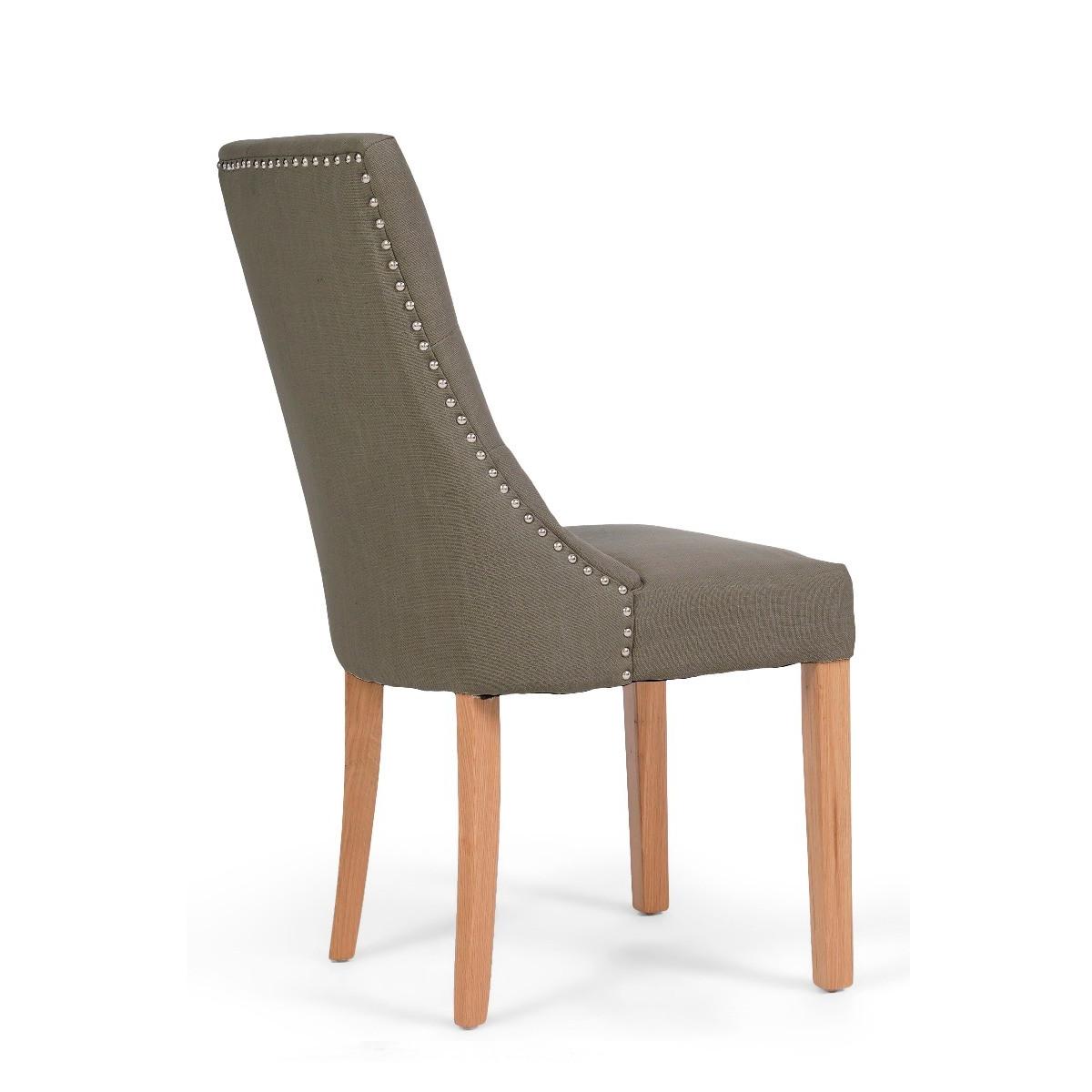 Pacific Grey Fabric Oak Leg Dining Chairs - Grey – image 7
