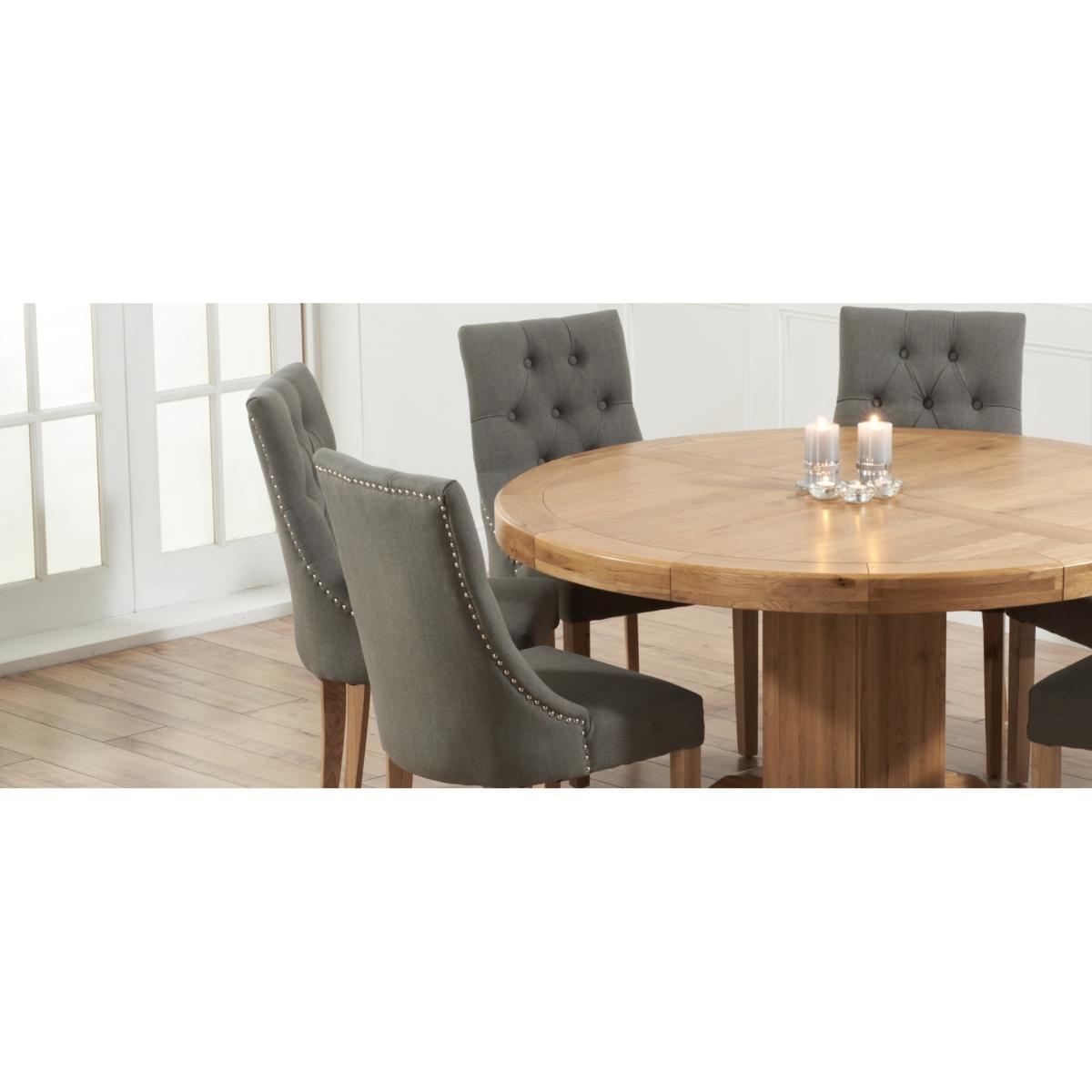 Pacific Grey Fabric Oak Leg Dining Chairs - Grey – image 8