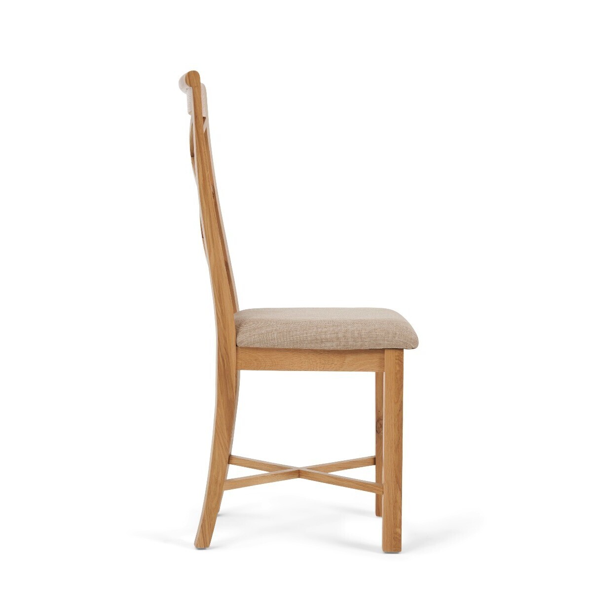 Sadie Oak Cross Back Dining Chair with Fabric Seats - Oak, 2 Chairs – image 2