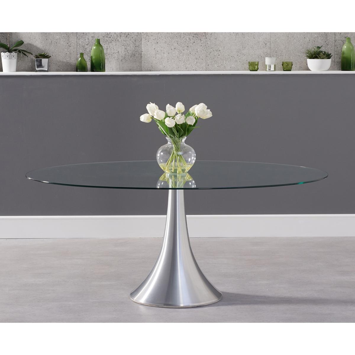Paloma 180cm Oval Glass Dining Table with 6 Calgary Chairs – image 2