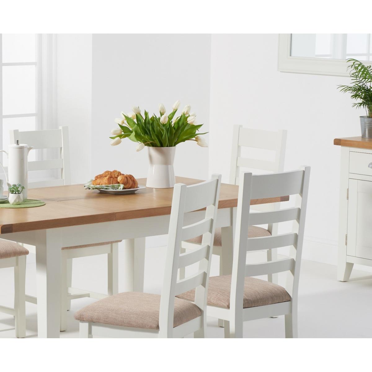 Eden Oak and White 120cm Butterfly Extending Table with Ladder Back Dining Chairs with Fabric Seats - Oak and White, 4 Chairs – image 2