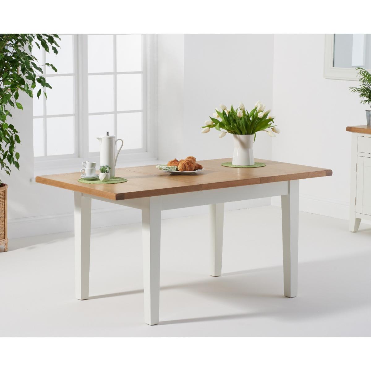 Eden Oak and White 120cm Butterfly Extending Table with Ladder Back Dining Chairs with Fabric Seats - Oak and White, 4 Chairs – image 3