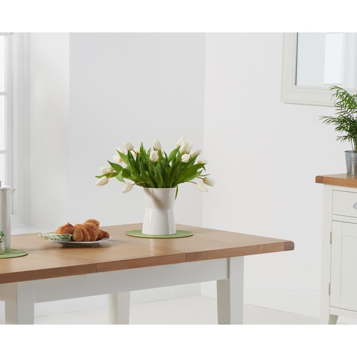 Eden Oak and White 120cm Butterfly Extending Table with Ladder Back Dining Chairs with Fabric Seats - Oak and White, 4 Chairs – image 4