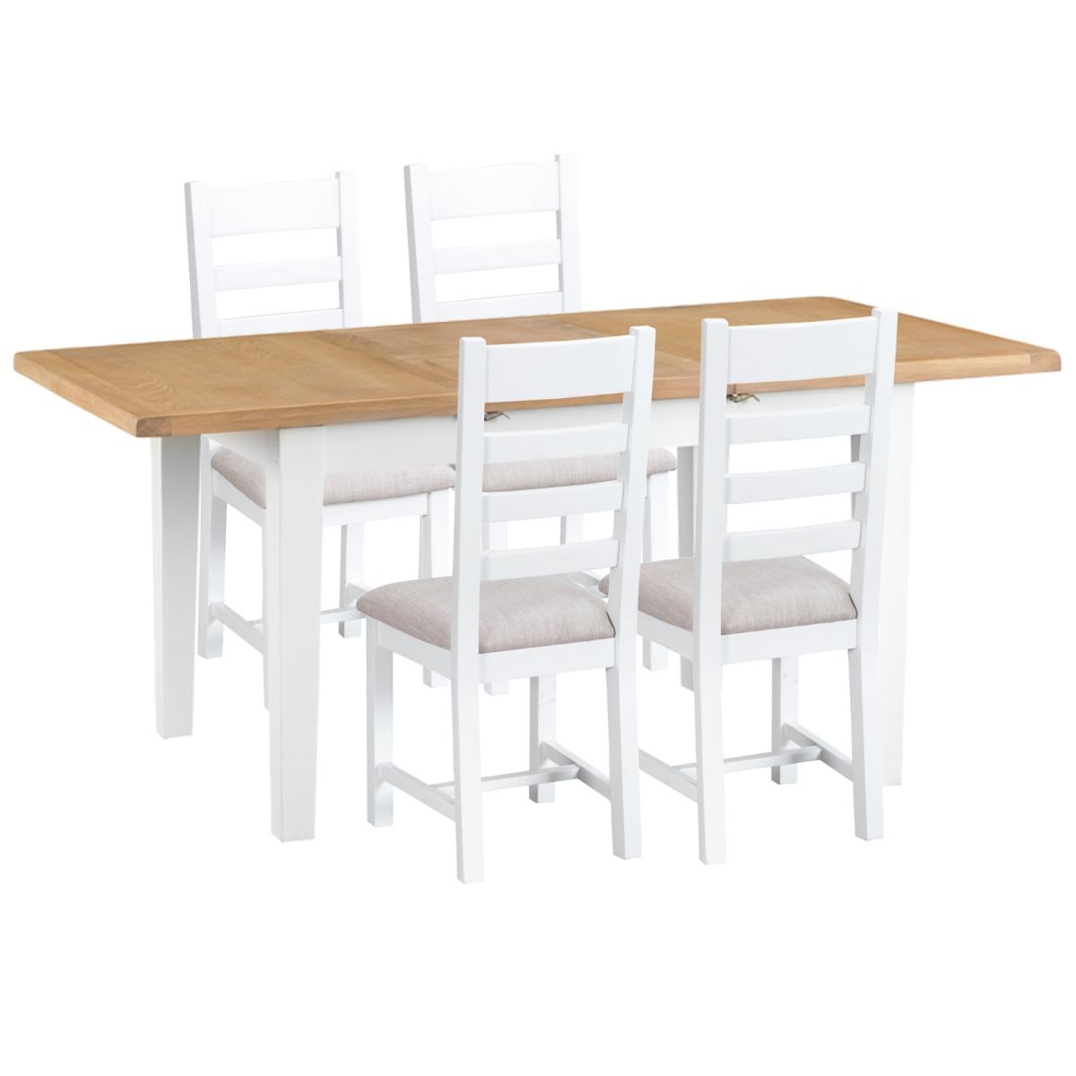 Eden Oak and White 120cm Butterfly Extending Table with Ladder Back Dining Chairs with Fabric Seats - Oak and White, 4 Chairs – image 6