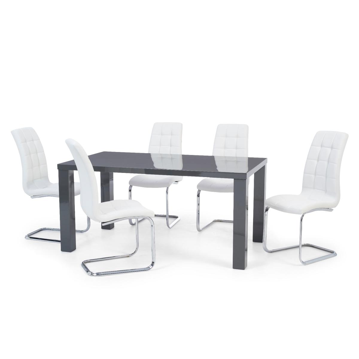 Atlanta 160cm Dark Grey High Gloss Dining Table with Lorin Chairs – image 11
