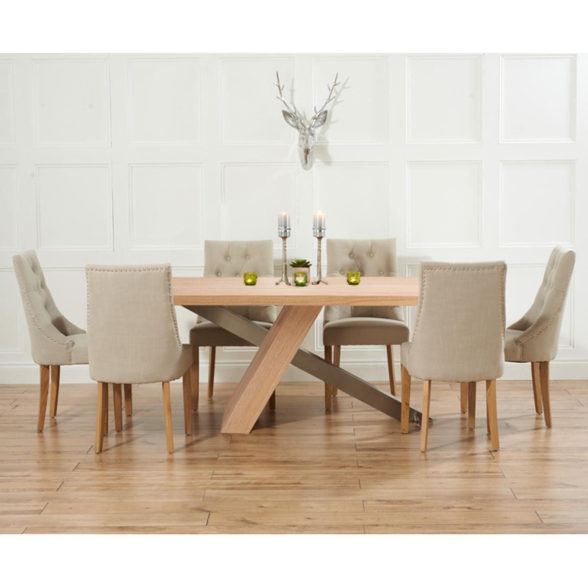 Chateau 180cm Oak and Metal Industrial Dining Table with Pacific Fabric Chairs – image 2