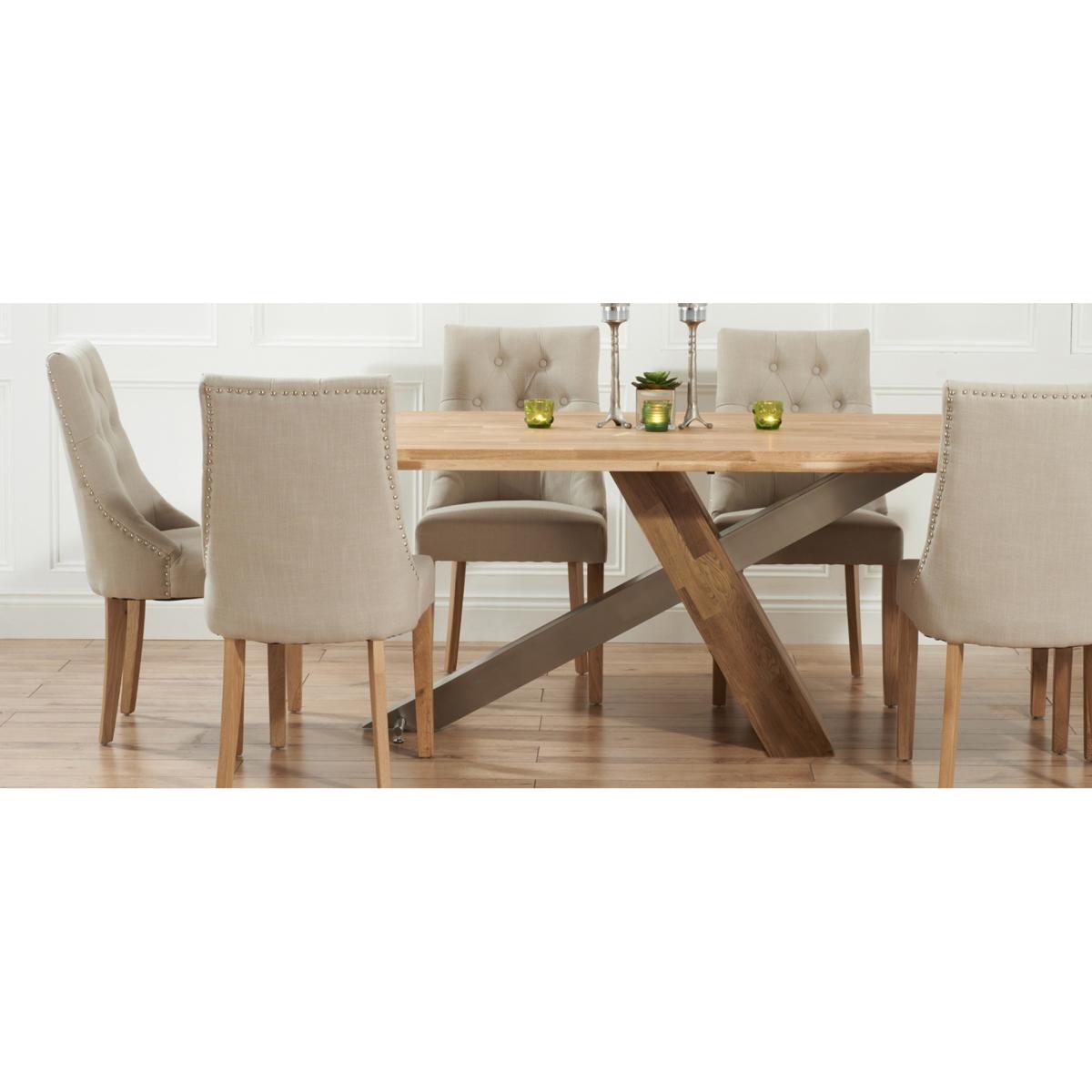 Chateau 180cm Oak and Metal Industrial Dining Table with Pacific Fabric Chairs – image 8