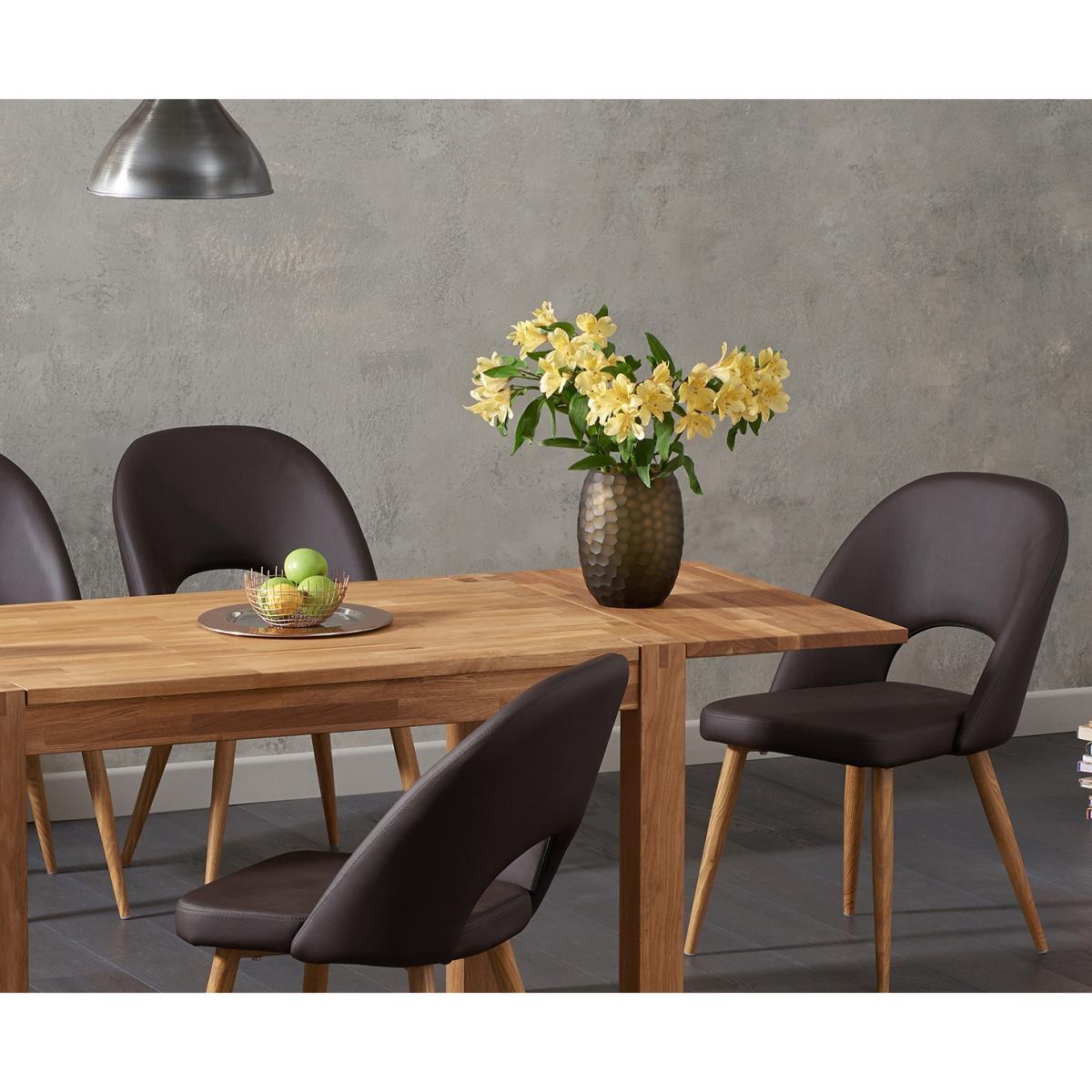 Verona 120cm Solid Oak Extending Dining Table with Halifax Faux Leather Chairs - Grey, 4 Chairs – image 2