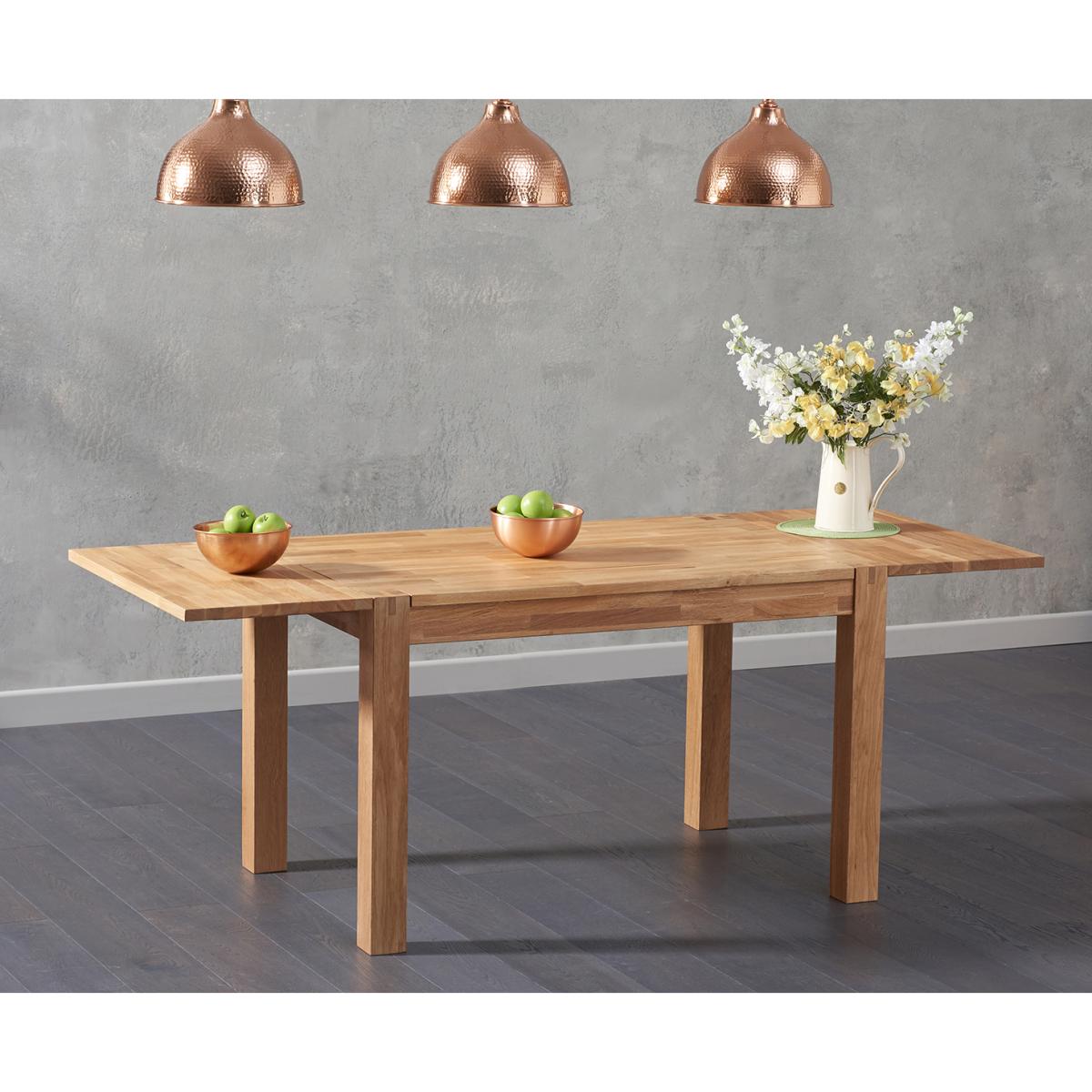 Verona 120cm Solid Oak Extending Dining Table with Halifax Faux Leather Chairs - Grey, 4 Chairs – image 3