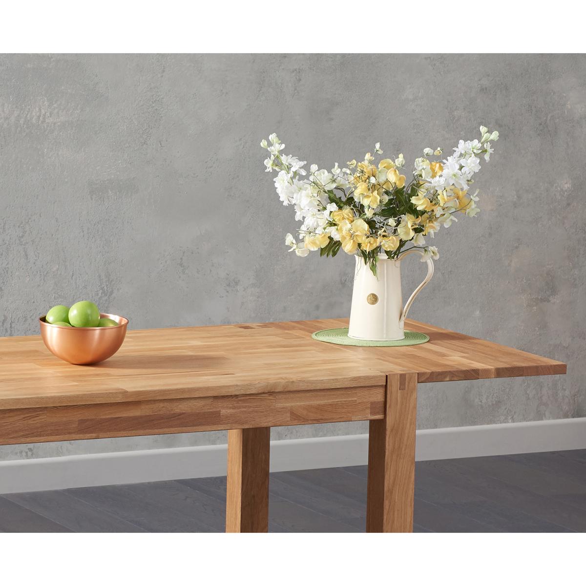 Verona 120cm Solid Oak Extending Dining Table with Halifax Faux Leather Chairs - Grey, 4 Chairs – image 4