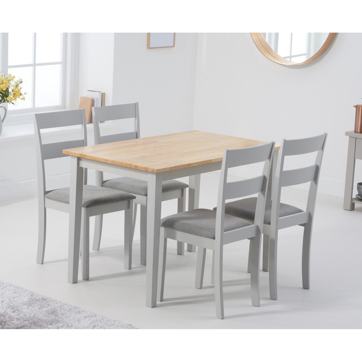 Chiltern 114cm Oak and Grey Table with Chiltern Chairs with Grey Fabric Seats - Grey, 4 Chairs – image 2
