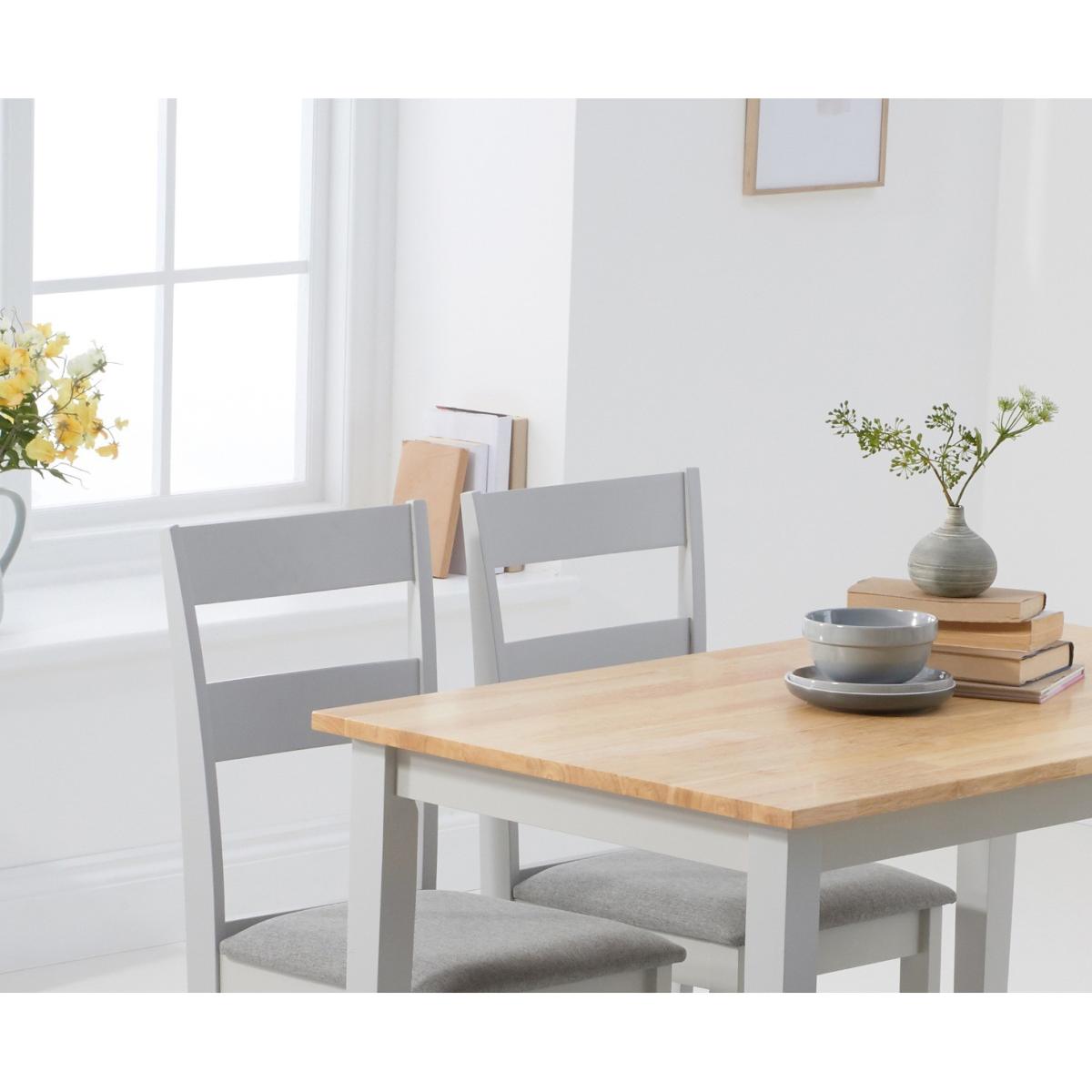 Chiltern 114cm Oak and Grey Table with Chiltern Chairs with Grey Fabric Seats - Grey, 4 Chairs – image 3
