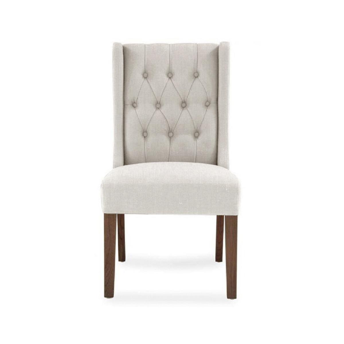Darcy Cream Fabric Dark Oak Leg Dining Chairs – image 2
