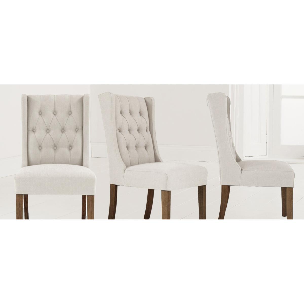Darcy Cream Fabric Dark Oak Leg Dining Chairs – image 6