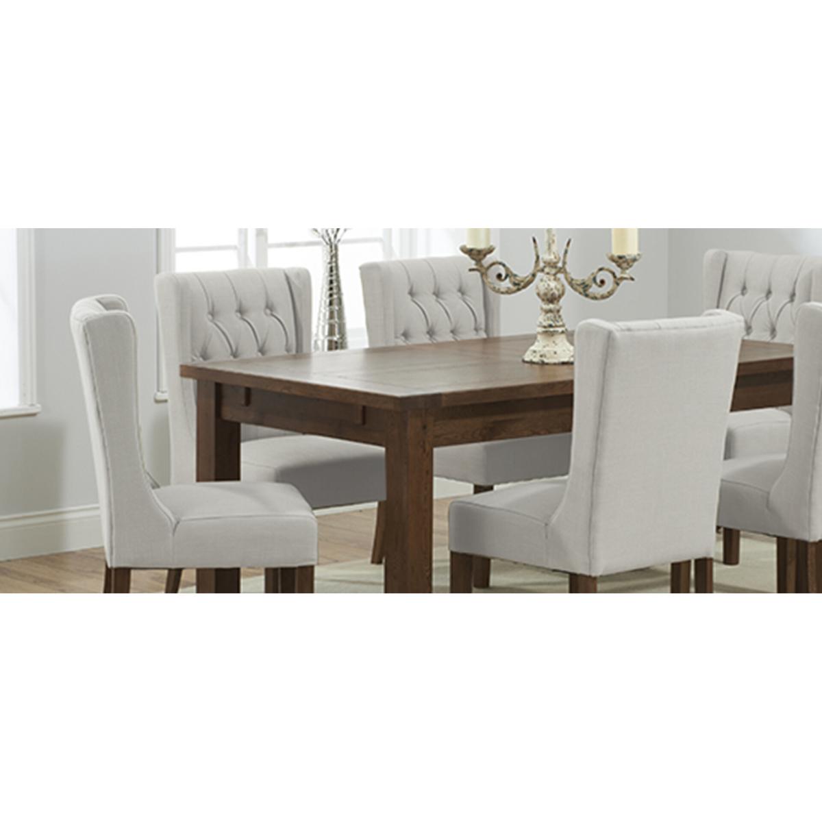 Darcy Cream Fabric Dark Oak Leg Dining Chairs – image 7