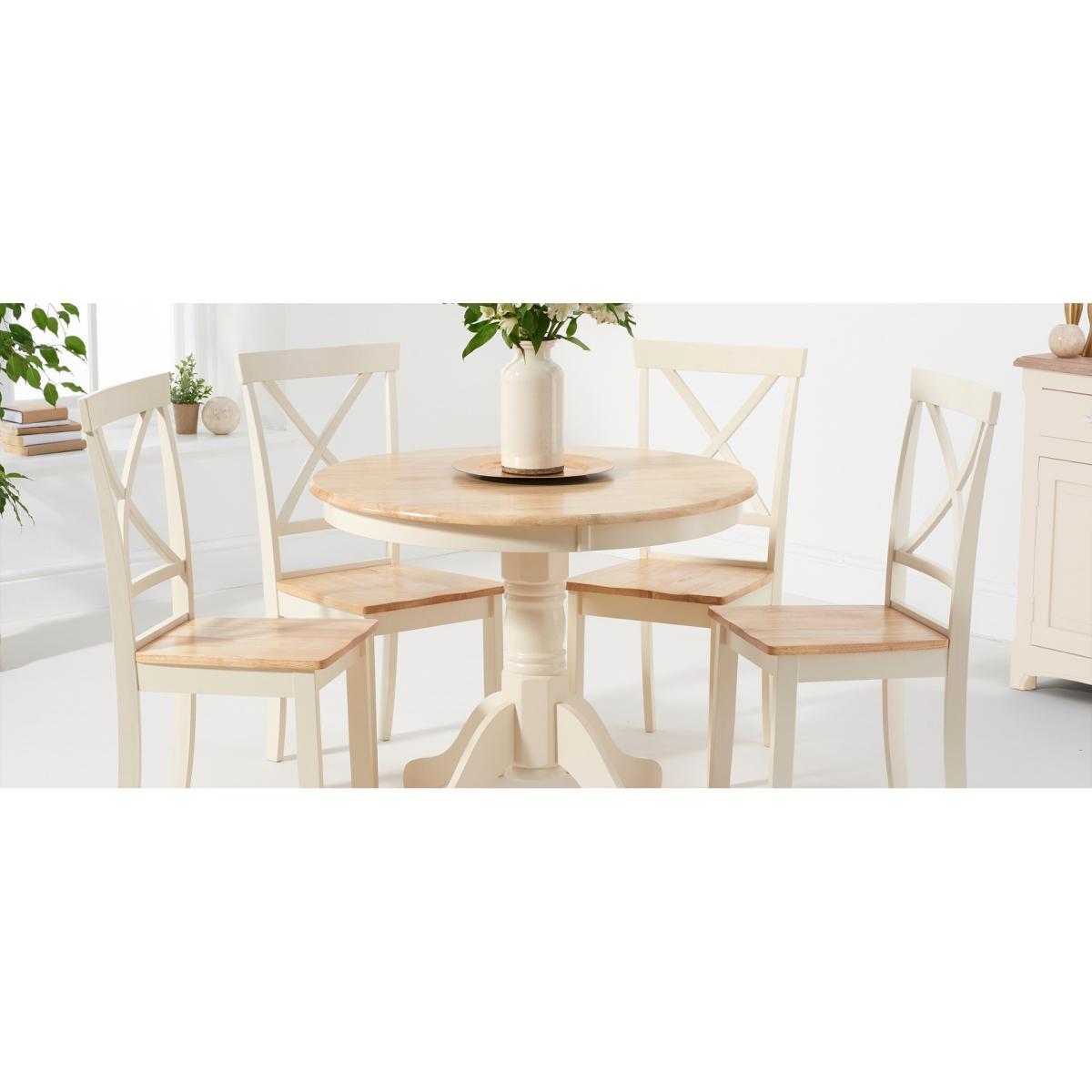 Epsom 90cm Oak and Cream Dining Table with Chairs - Cream, 2 Chairs – image 12
