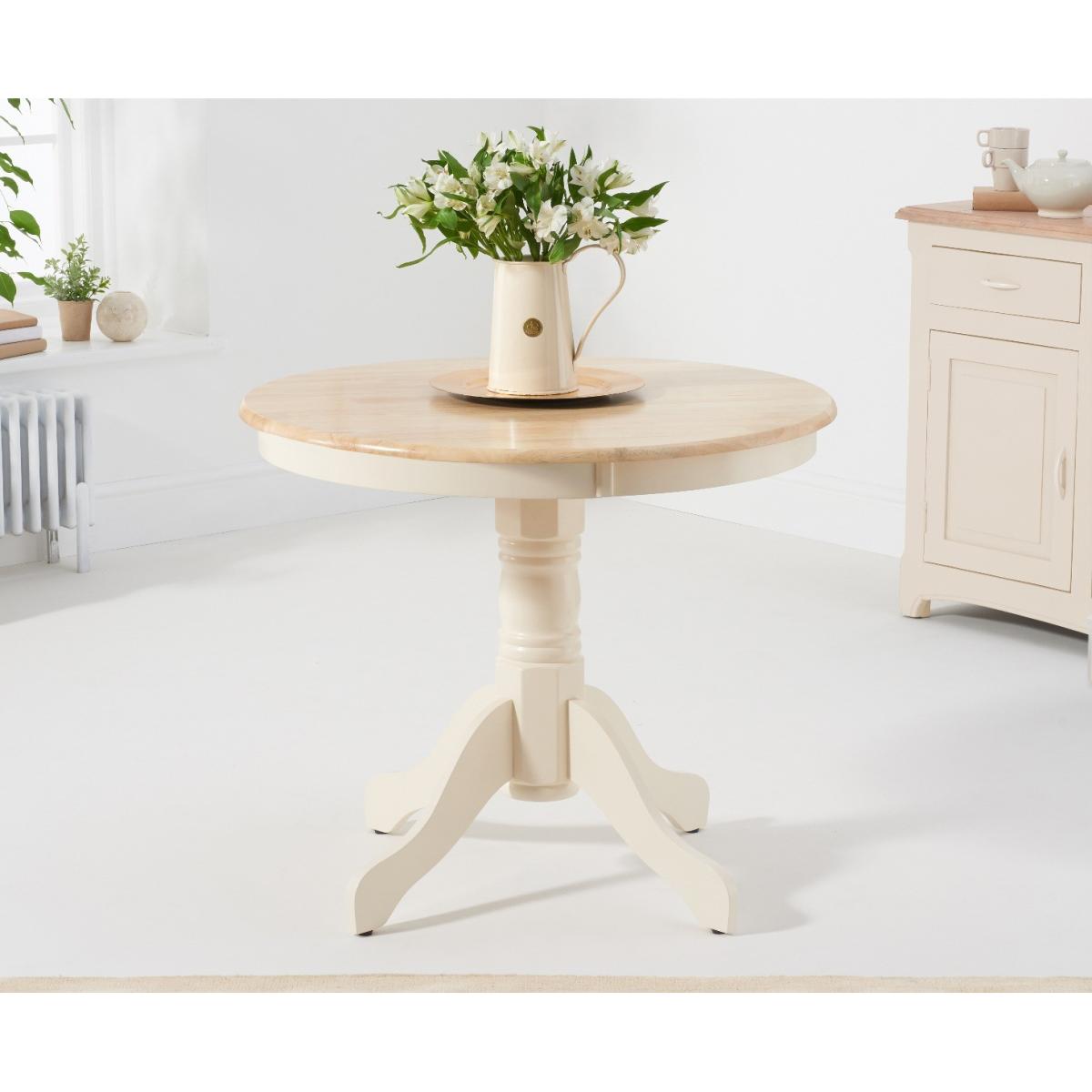 Epsom 90cm Oak and Cream Dining Table with Chairs - Cream, 2 Chairs – image 4