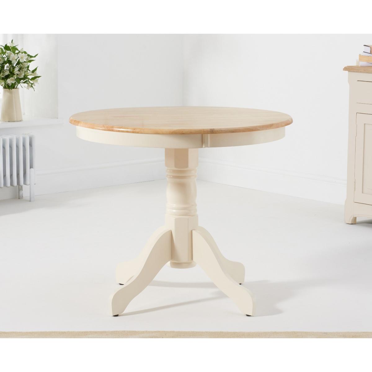 Epsom 90cm Oak and Cream Dining Table with Chairs - Cream, 2 Chairs – image 5